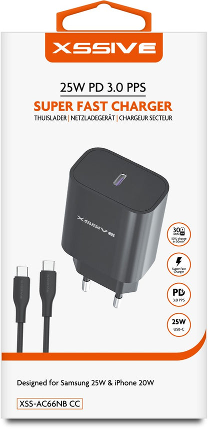 Xssive 25W PD3.0 Super Fast Charger XSS-AC66PD – Zwart
