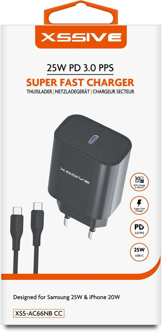Xssive 25W PD3.0 Super Fast Charger XSS-AC66PD – Zwart